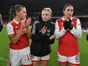 Arsenal Women V Juventus Women 2022-23 Prints: Unity and Determination: Arsenal Women's Team Gather After UEFA Champions League Match vs Juventus
