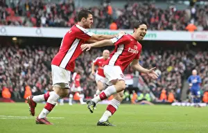 Arsenal V Manchester United 2008-09 Prints: Unstoppable Arsenal: Nasri and Fabregas's Goal Celebration vs