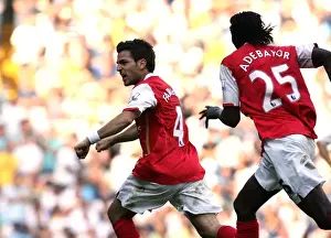 Unstoppable Duo: Fabregas and Adebayor's Unforgettable Celebration of Arsenal's Second Goal Against Tottenham (15/9/07)