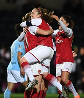 Arsenal Women V Manchester City Ladies - Continentail Cup Final Prints: Unstoppable Duo: Miedema and Little Score for Arsenal Women in Continental Cup Final Against Manchester City
