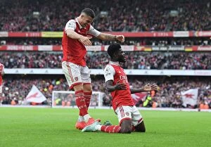 Arsenal v Nottingham Forest 2022-23 Collection: Unstoppable Duo: Partey and Xhaka's Electric Goal Celebration (Arsenal vs)