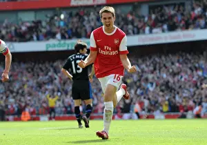 Arsenal V Manchester United 2010-2011 Prints: Unstoppable Partnership: Ramsey and van Persie's Goal Celebration - Arsenal's 1