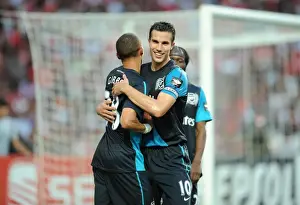 Benfica V Arsenal 2011-12 Prints: Van Persie and Gibbs: Arsenal's Unstoppable Duo Celebrate Goal in Benfica Pre-Season Clash