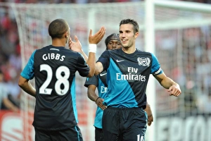 Benfica V Arsenal 2011-12 Prints: Van Persie and Gibbs Celebrate Goal: Benfica vs. Arsenal, 2011-12 Pre-Season Friendly