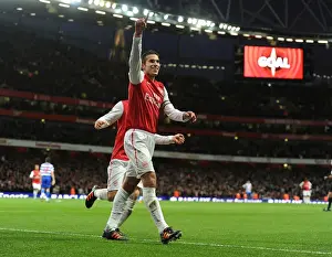 Arsenal V Queens Park Rangers 2011-12 Prints: Van Persie and Ramsey Celebrate Arsenal's First Goal vs. Queens Park Rangers (2011-12)