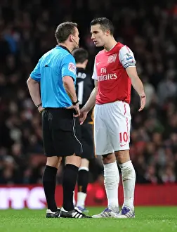 Arsenal V Wolverhampton Wanderers 2011-2012 Prints: Van Persie vs. Attwell: The Controversial Refereeing Decision - Arsenal vs