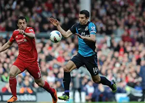 Liverpool V Arsenal 2011-12 Prints: Van Persie vs Enrique: Intense Battle at Anfield (Liverpool v Arsenal)