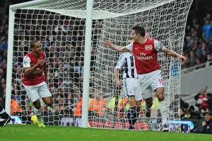 Arsenal V West Bromwich Albion 2011-12 Prints: Van Persie and Walcott Celebrate Arsenal's First Goal Against West Bromwich Albion (2011-12)
