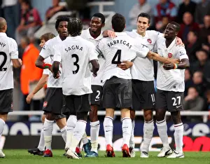 West Ham United V Arsenal 2009-10 Prints: Van Persie's Double: Arsenal Stars Celebrate First Goal vs. West Ham, 2009