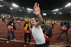 AS Roma V Arsenal 2008-9 Prints: Van Persie's Euphoria: Arsenal Survives AS Roma in Dramatic UCL Penalty Shootout