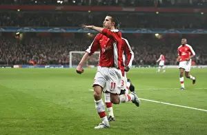 Arsenal V AS Roma 2008-9 Prints: Van Persie's Euphoric Goal: Arsenal's Thrilling 1-0 Victory over AS Roma in the Champions League (2009)