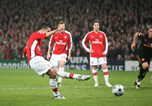 Arsenal V AS Roma 2008-9 Prints: Van Persie's Penalty: Arsenal Takes 1-0 Lead Over AS Roma in Champions League