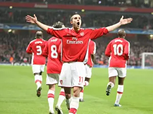 Arsenal V AS Roma 2008-9 Prints: Van Persie's Thriller: Arsenal Takes the Lead over AS Roma in Champions League