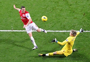 Arsenal V Wolverhampton Wanderers 2011-2012 Prints: Vermaelen's Shot Saved by Hennessy: Arsenal vs