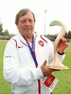 Arsenal Ladies v Umea IK 2006-07 Collection: Vic Akers the Arsenal Manager with the European Trophy