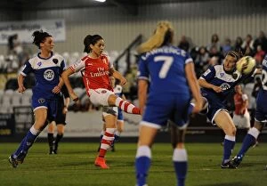 Images Dated 15th April 2015: Vicky Losada Scores Under Pressure in Arsenal's WSL Victory over Bristol Academy