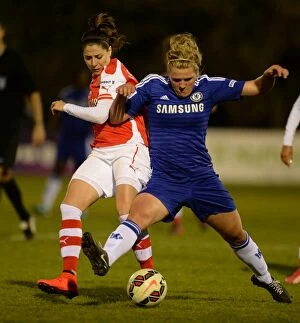 Chelsea Ladies v Arsenal Ladies 30/4/15 Collection: Vicky Losada vs Millie Bright: A Footballing Rivalry Ignites in the WSL Showdown