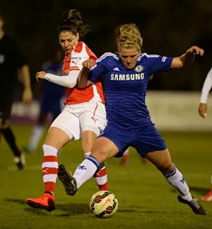 Chelsea Ladies V Arsenal Ladies 30/4/15 Prints: Vicky Losada vs Millie Bright: A Footballing Rivalry Ignites in the WSL Showdown