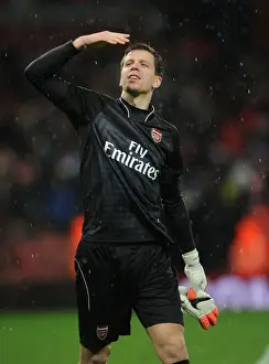 Arsenal V Queens Park Rangers 2014-15 Prints: Victorious Wojciech Szczesny: Arsenal's Goalkeeper Celebrates Win Against QPR (2014-15)