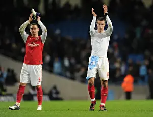Manchester City V Arsenal 2011-12 Prints: Victory Salute: Van Persie and Vermaelen Celebrate Arsenal's Win at Manchester City