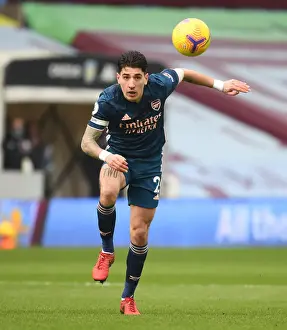 Empty Villa Park: Hector Bellerin of Arsenal in Premier League Match Amidst COVID-19 Restrictions (Aston Villa vs Arsenal, 2021)