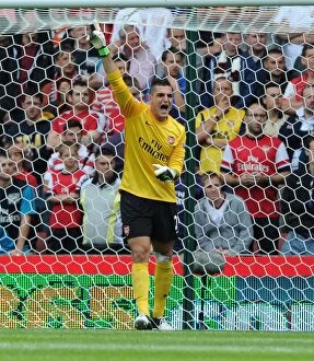 Stoke City v Arsenal 2012-13 Collection: Vito Mannone: Arsenal's Determined Goalkeeper in Action against Stoke City (2012-13)