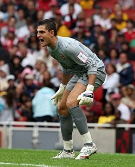 Arsenal v Athletico Madrid 2009-10 Collection: Vito Mannone: Arsenal's Hero in Emirates Cup Victory over Atletico Madrid (2:1)
