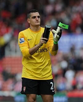 Images Dated 26th August 2012: Vito Mannone Bids Emotional Farewell to Arsenal Fans at Stoke City (2012-13)