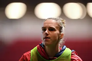 Bristol City Women V Arsenal Women 2023-24 Prints: Viviane Miedema's Intense Focus: Arsenal Star's Pre-Match Warm-Up Ahead of Bristol City Clash