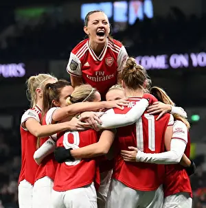 Vivianne Miedema and Katie McCabe Celebrate Arsenal's Second Goal vs. Tottenham Hotspur (FA WSL, 2019-20)