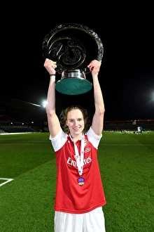 Arsenal Women V Manchester City Ladies - Continentail Cup Final Prints: Vivianne Miedema Lifts the Continental Cup: Arsenal Women Celebrate Victory over Manchester City Ladies