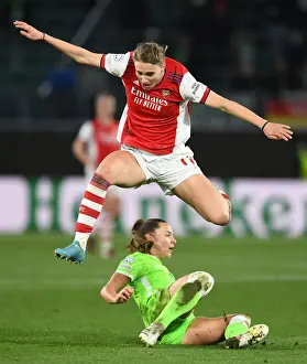 VfL Wolfsburg V Arsenal Women 2021-22 Prints: Vivianne Miedema vs. Lena Oberdorf: A Battle in the UEFA Women's Champions League Quarterfinals