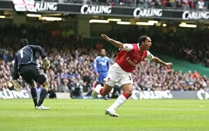 Arsenal v Chelsea, Carling Cup Final Gallery: The Walcott celebrates scoring the Arsenal goal