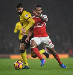 Arsenal V Watford 2016-17 Prints: Walcott vs. Britos: A Battle at Emirates Stadium - Arsenal vs