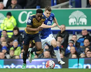 Everton V Arsenal 2015-16 Prints: Welbeck vs Coleman: A Premier League Showdown at Goodison Park