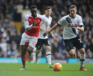 Tottenham Hotspur V Arsenal 2015-16 Prints: Welbeck vs. Wimmer: A Footballing Battle in the Intense Tottenham Hotspur vs