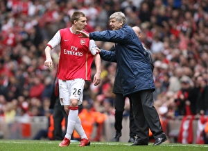 Arsenal V Liverpool 2007-08 Prints: Wenger and Bendtner: A Tactical Discussion at the Emirates, 2008 (Arsenal vs Liverpool)