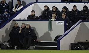 West Bromwich Albion v Arsenal 2008-9 Collection: Wenger, Rice, and Akers: Arsenal's Triumphant Bench at The Hawthorns (3/3/2009)