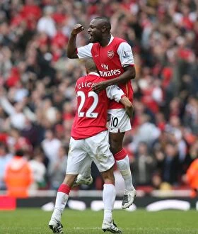 Images Dated 3rd November 2007: William Gallas celebrates scoring the 2nd Arsenal goal with Gael Clichy