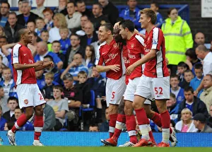 Everton v Arsenal 2009-10 Collection: William Gallas celebrates scoring the 3rd Arsenal goal