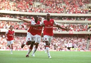 William Gallas celebrates scoring Arsenals 1st goal with Kolo Toure