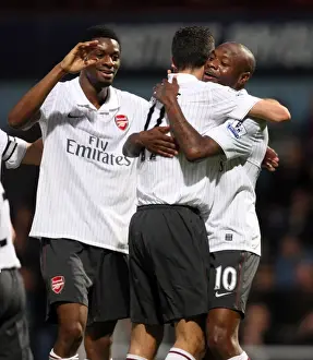 West Ham United V Arsenal 2009-10 Prints: William Gallas celebrates scoring Arsenals 2nd goal
