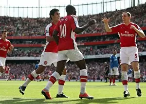 Images Dated 22nd August 2009: William Gallas celebrates scoring Arsenals 3rd goal