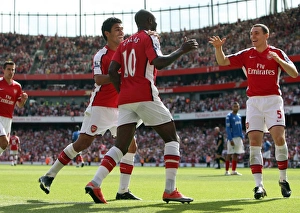 Arsenal v Portsmouth 2009-10 Collection: William Gallas celebrates scoring Arsenals 3rd goal