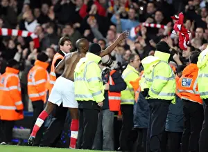 Chelsea V Arsenal 2008-09 Prints: William Gallas: Celebrating Arsenal's Victory Over Chelsea with a Shirt Throw