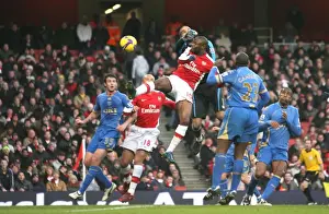 Arsenal V Portsmouth 2008-09 Prints: William Gallas heads past David James to score the Arsenal goal