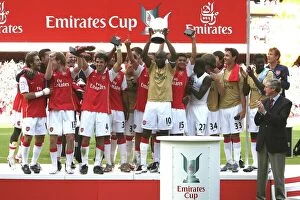 Images Dated 1st August 2007: William Gallas lifts the Emirates Trophy for Arsenal