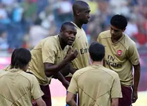 Salzburg V Arsenal 2007-08 Prints: William Gallas Rallies Arsenal Team: Pre-Season Motivation before Salzburg Match