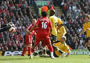 Liverpool v Arsenal 2006-7 Collection: William Gallas scores the Arsenal goal
