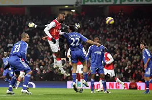Arsenal v Chelsea 2007-8 Collection: William Gallas scores Arsenals goal past Petre Cech (Chelsea)